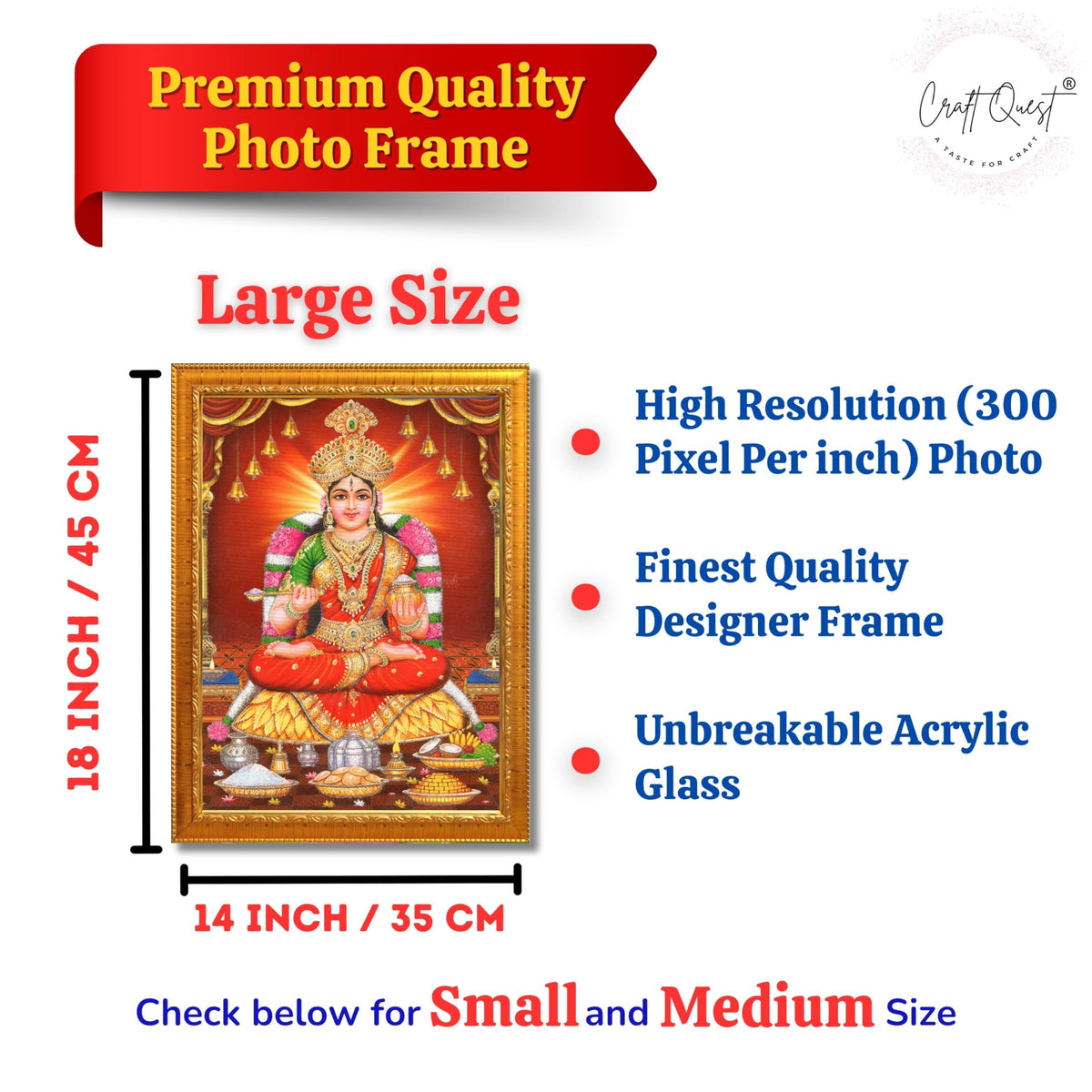 CRAFT QUEST Mata Annapurna Devi Photo for Kitchen Maa Wall Painting Framed Home Décor