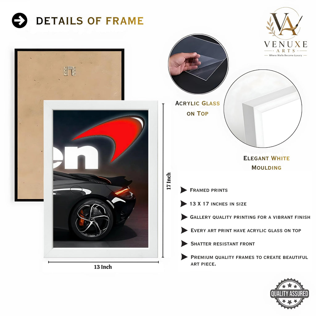 VENUXE ARTS Set Of 3 Big Sports Cars Framed Posters Gift Items for Boys Room Wall Decoration Bedroom Living Room Office Studio Décor | Car Poster Frame for Wall Décor
