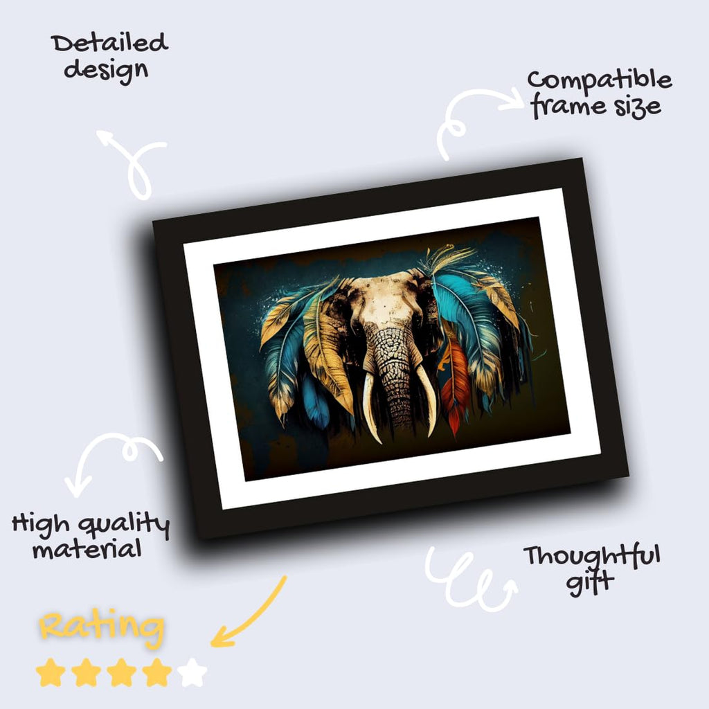 CRAFT QUEST Abstract Modern Pachyart Art Painting Poster Frame for Home & Office Wall Decoration - Portrait, Wall Display (Black, 14x10 Inch Frame with Art Print) (Tropical Reverie)