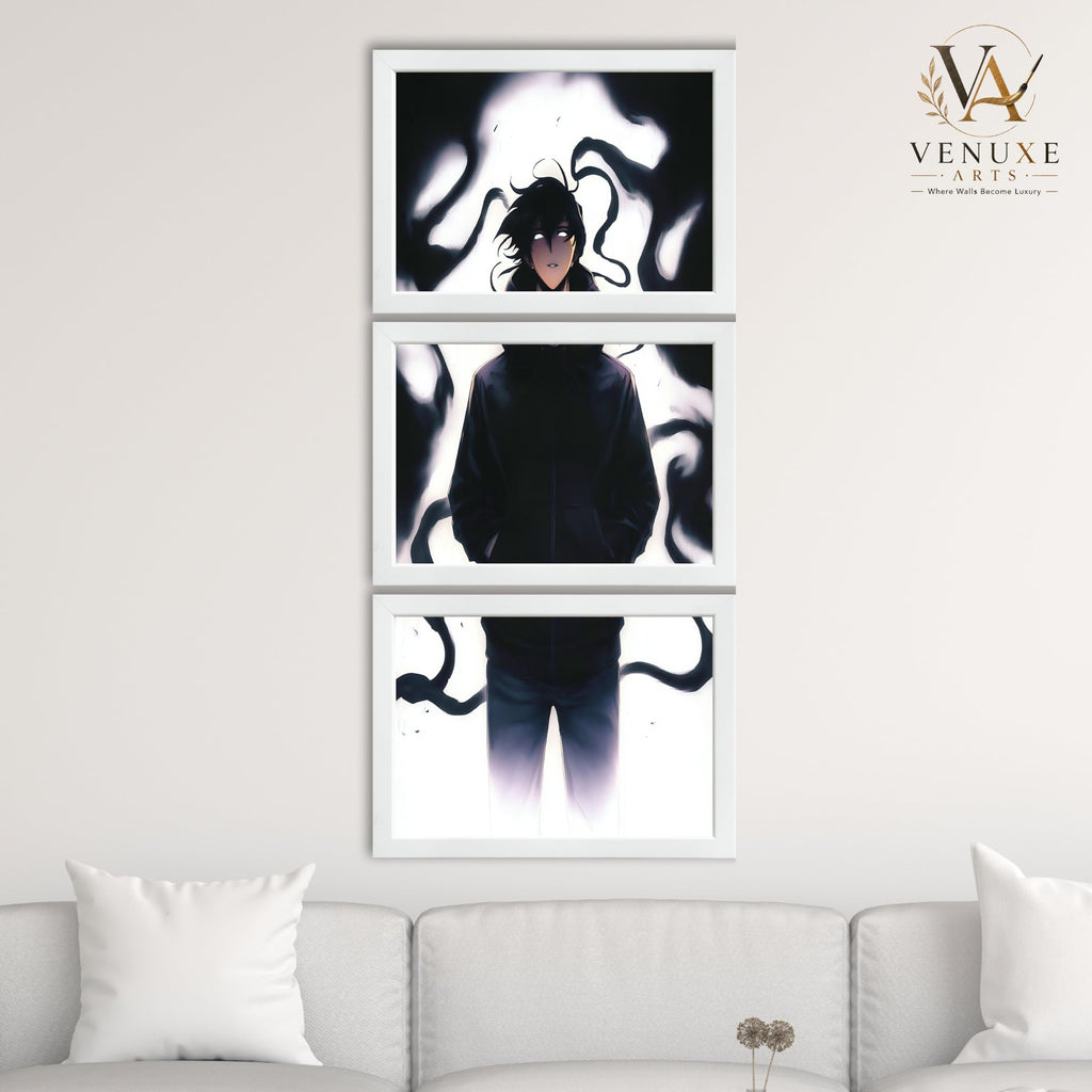 VENUXE ARTS Set Of 3 Anime Characters Wall Framed |Anime Characters Framed Poster for Living Room Bedroom Gaming Room Studio Wall Decor