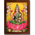CRAFT QUEST Goddess Lakshmi Mata Devi Vaibhav Laxmi Maa Wall Painting Photo Framed | Ideal for Home, Office, Temple & Puja Room, Wall Decor