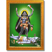 CRAFT QUEST Mahakali Kali Mata Ji Shiv Shiva Wall Painting Framed Home Decor
