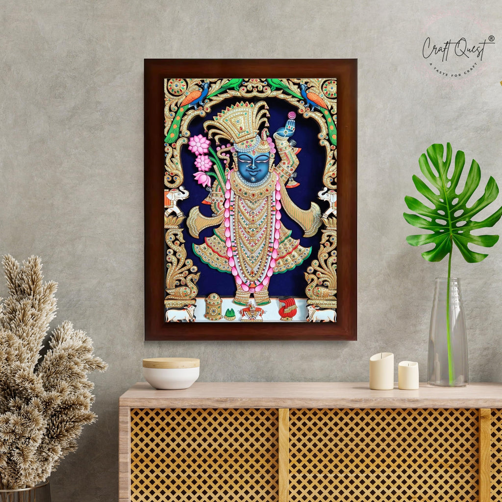 CRAFT QUEST Shreenath ji shree nathaji bhagvan Photo Frame for Wall Hanging/Gift/Temple/puja Room/Home Decor Frame with Unbreakable Acrylic Glass