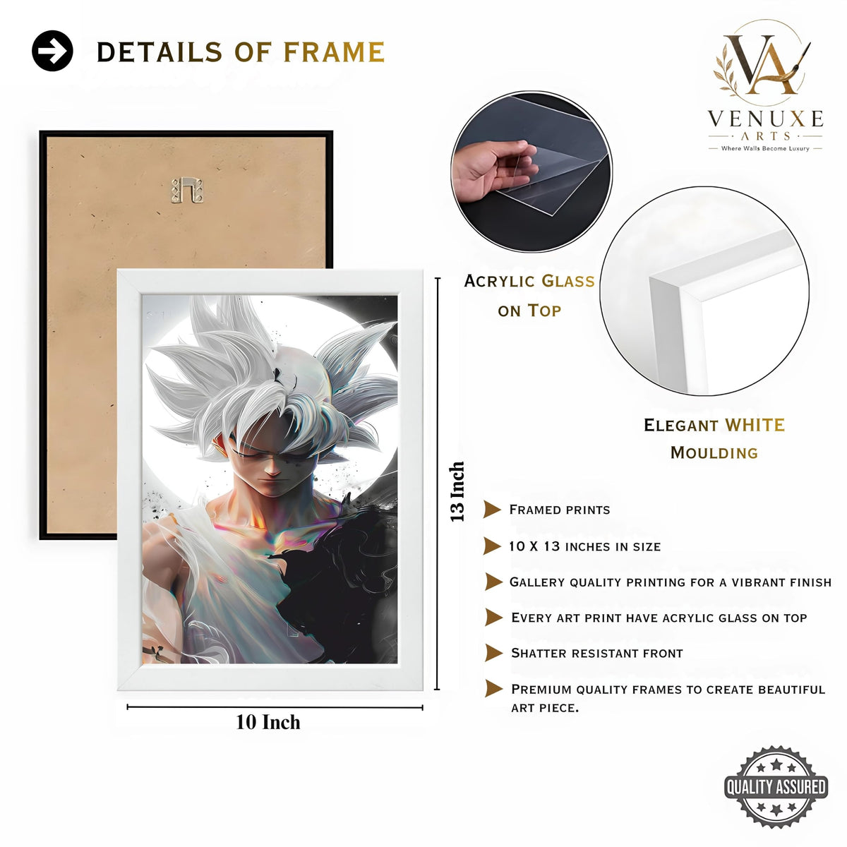 VENUXE ARTS Set Of 3 Anime Characters Wall Framed |Anime Characters Framed Poster for Living Room Bedroom Gaming Room Studio Wall Decor