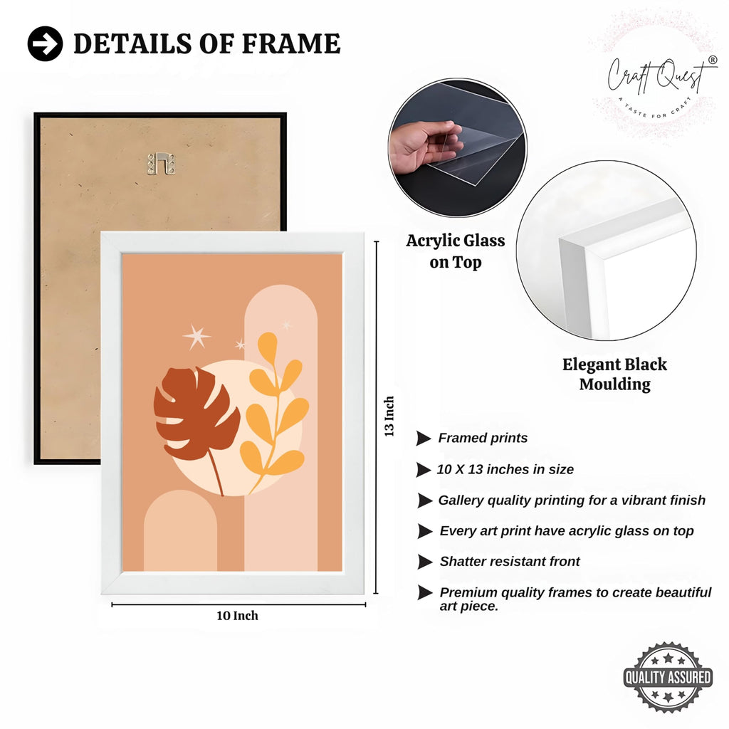 CRAFT QUEST Wall Art Decor Paintings | Set of 3 BOHO Wall Art Frames for Home Decoration | Ideal for Living Room, Offices & Bedrooms