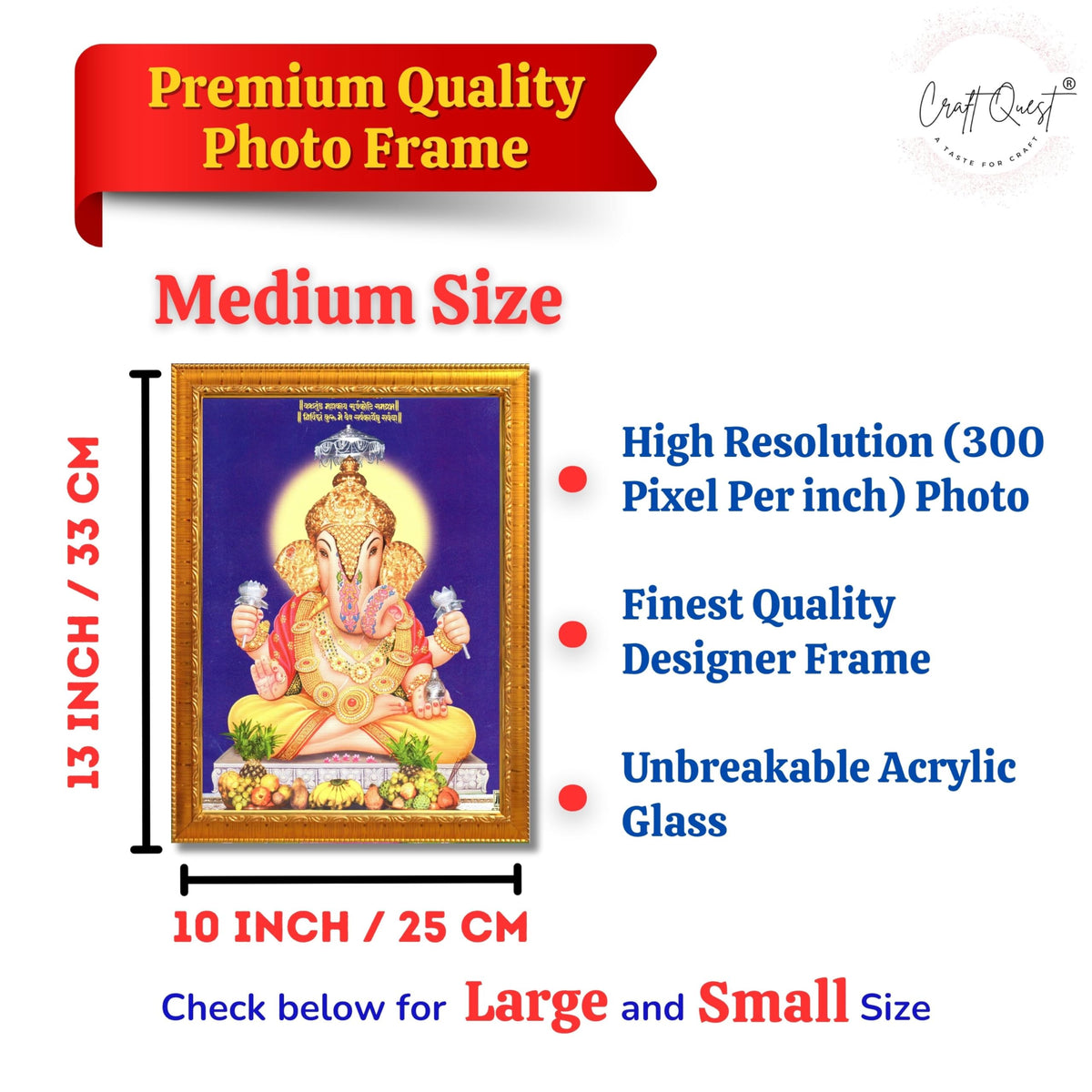 CRAFT QUEST Lord Shree Ganesh Ganpati ji Modern Wall Painting With Frame For Home and Office Decor