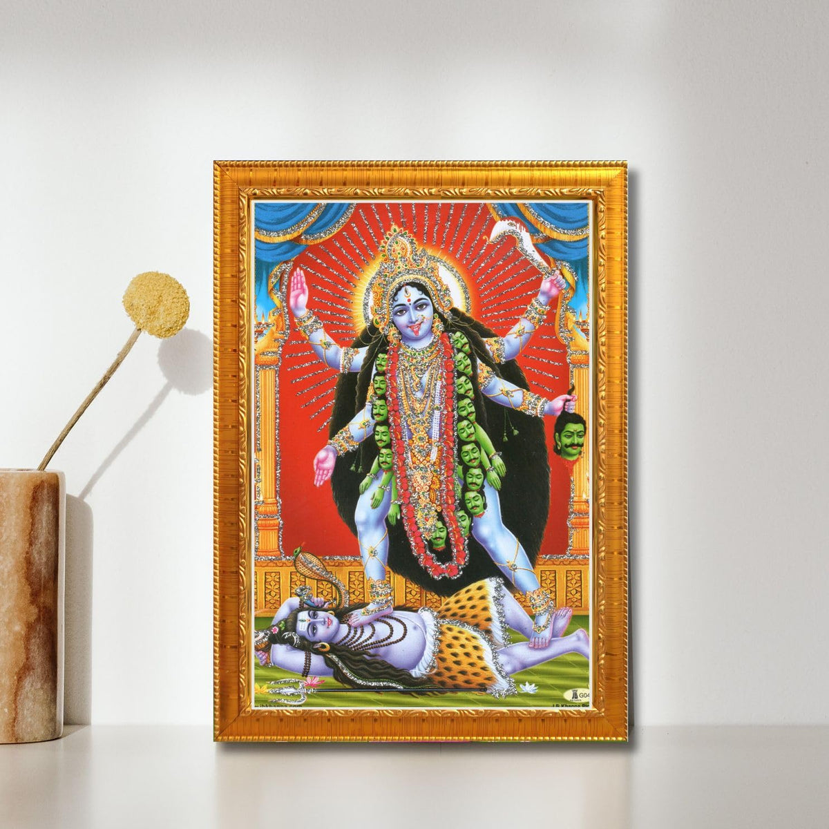 CRAFT QUEST Kali Mata photo with frame, God Religious Framed Painting With Acrylic Glass