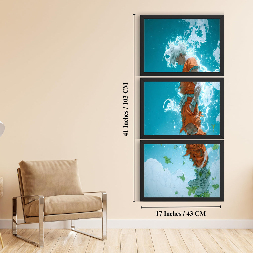VENUXE ARTS Set Of 3 Anime Characters Wall Framed |Anime Characters Framed Poster for Living Room Bedroom Gaming Room Studio Wall Decor