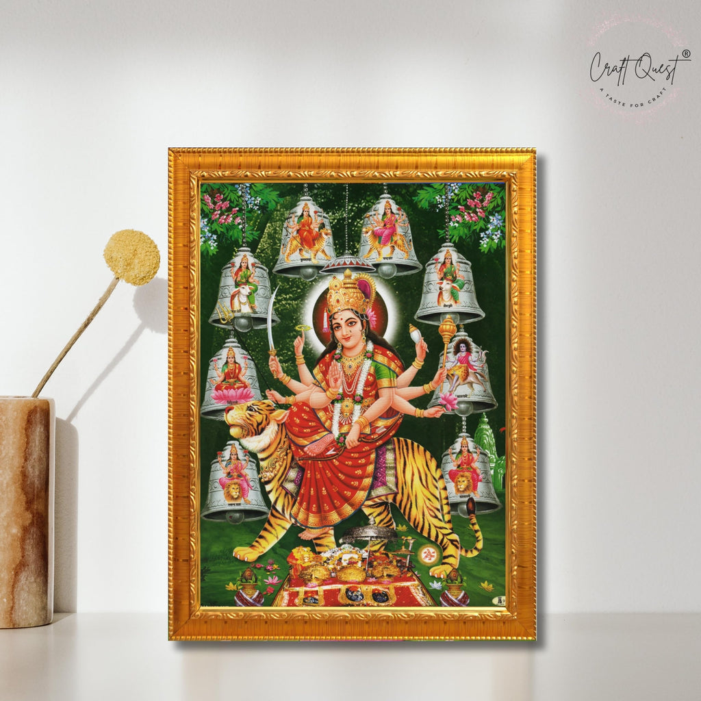 CRAFT QUEST Durga Maa Mata Goddess Nav Navadurga Navdurga Wall Painting Framed Home Decor
