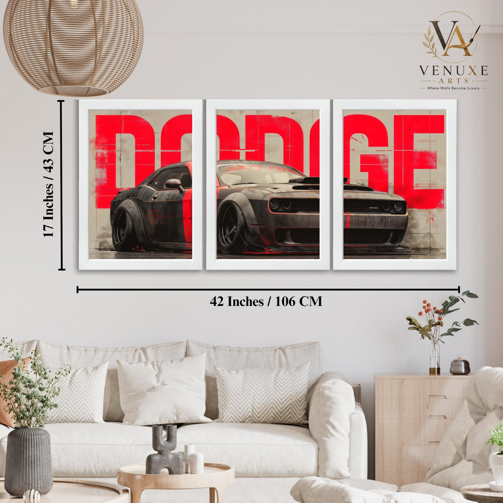VENUXE ARTS Set Of 3 Big Sports Cars Framed Posters Gift Items for Boys Room Wall Decoration Bedroom Living Room Office Studio Décor | Car Poster Frame for Wall Décor