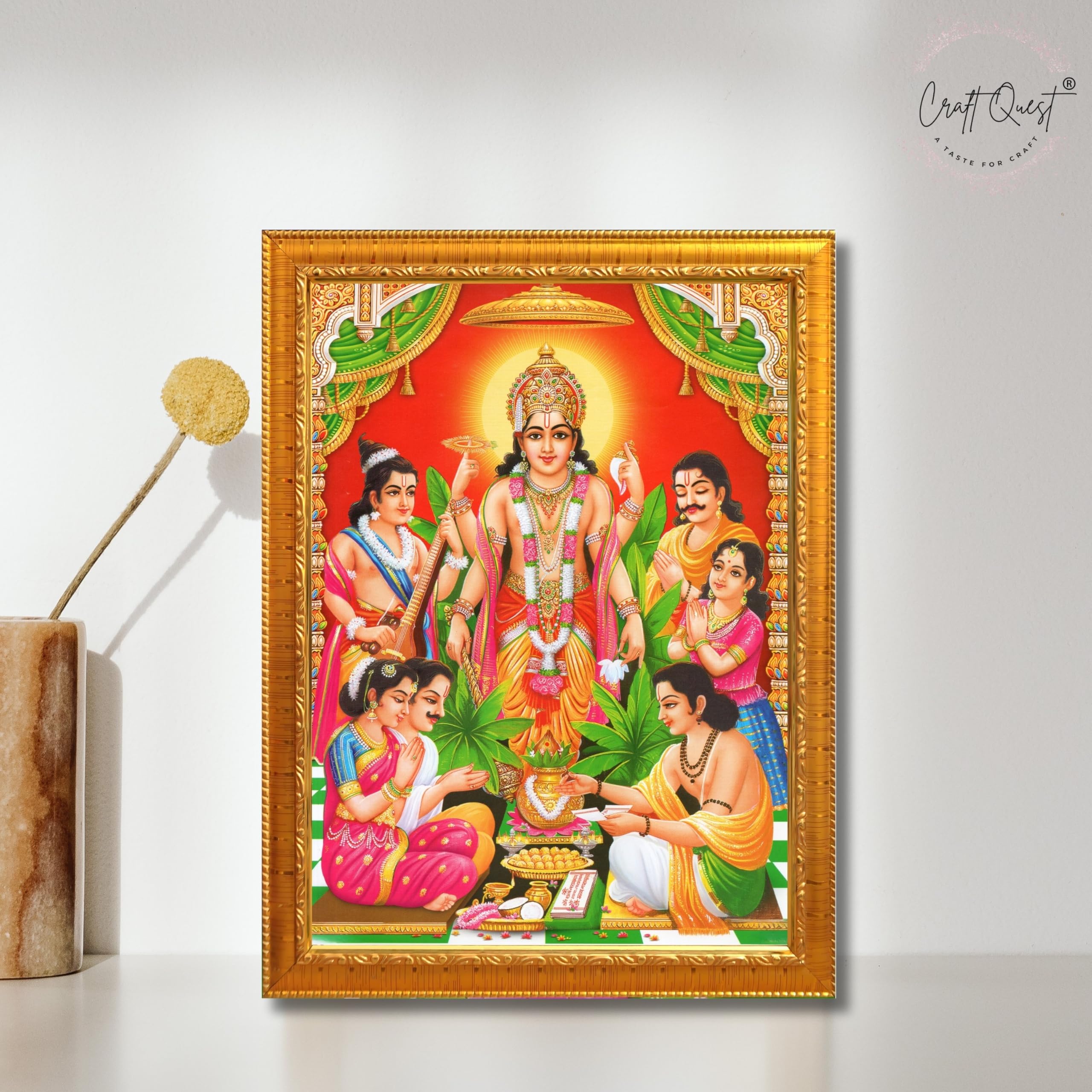 CRAFT QUEST Satyanarayana Swamy God Satyanarayan Photo Frame | Religious Photo Frame | Ideal for Home, Office, Temple & Puja Room, Wall Decor