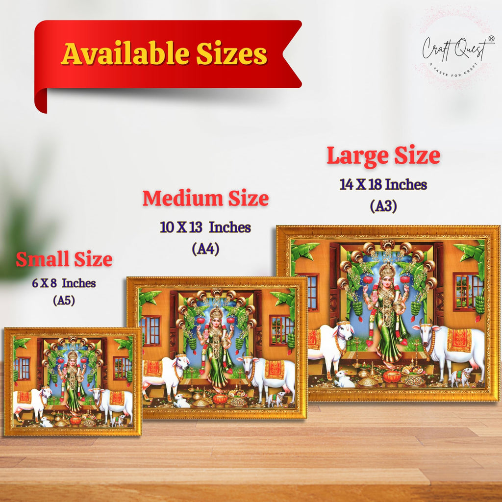CRAFT QUEST Goddess Lakshmi Mata Wall Painting Photo Framed | Acrylic Glass, Lightweight | Ideal for Home, Office, Temple & Puja Room, Wall Decor