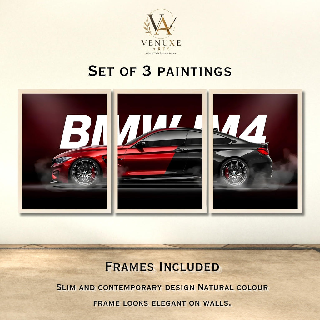 VENUXE ARTS Set Of 3 Big Sports Cars Framed Posters Gift Items for Boys Room Wall Decoration Bedroom Living Room Office Studio Décor | Car Poster Frame for Wall Décor
