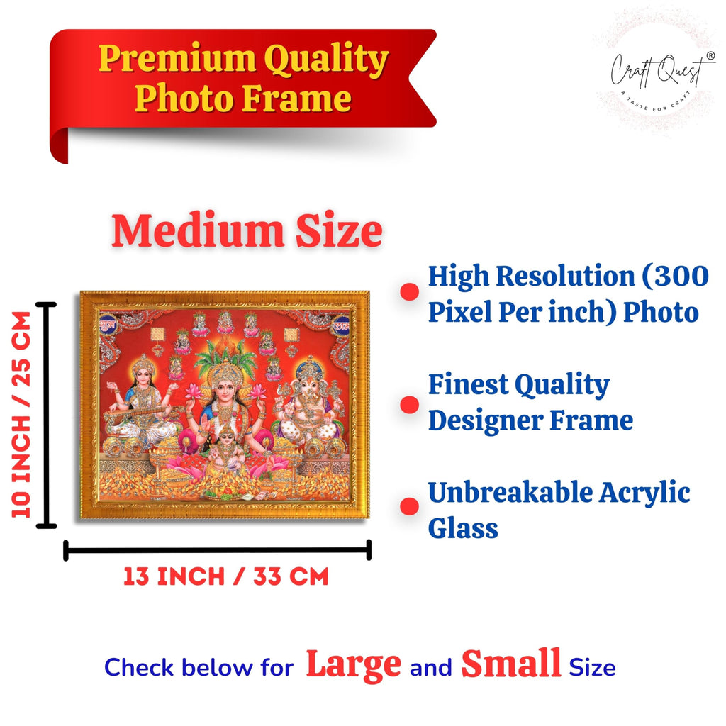 CRAFT QUEST Lakshmi Devi Dhana Laxmi Maa Wall Painting Frame for Diwali,Temple, Pooja, Living Room Home and Decor