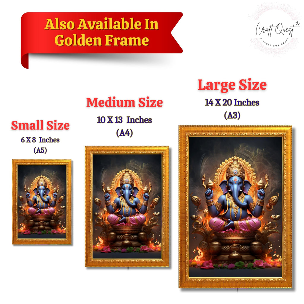 CRAFT QUEST God Ganpati Modern Wall Art Painting With Frame For Pooja,Office and Home Decor Item