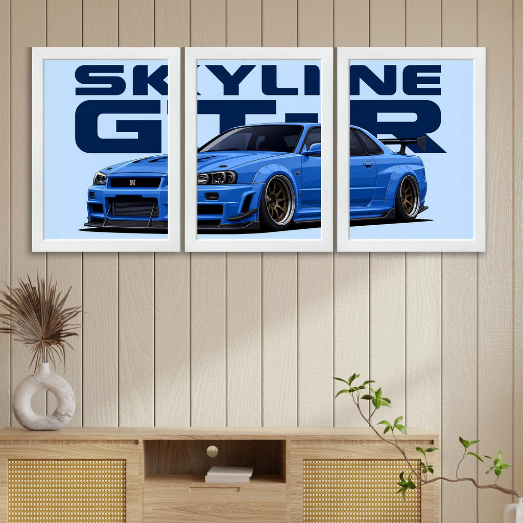 VENUXE ARTS Set Of 3 Big Sports Cars Framed Posters Gift Items for Boys Room Wall Decoration Bedroom Living Room Office Studio Décor | Car Poster Frame for Wall Décor