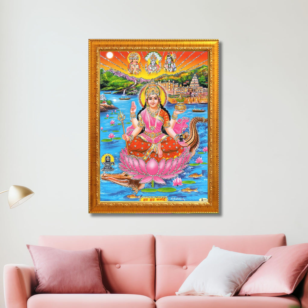 CRAFT QUEST Mata Narmada Maa Narmada Photo frame | Acrylic, Lightweight | Hindu God Spiritual Framed | Ideal for Home, Office, Temple & Puja Room, Wall Decor