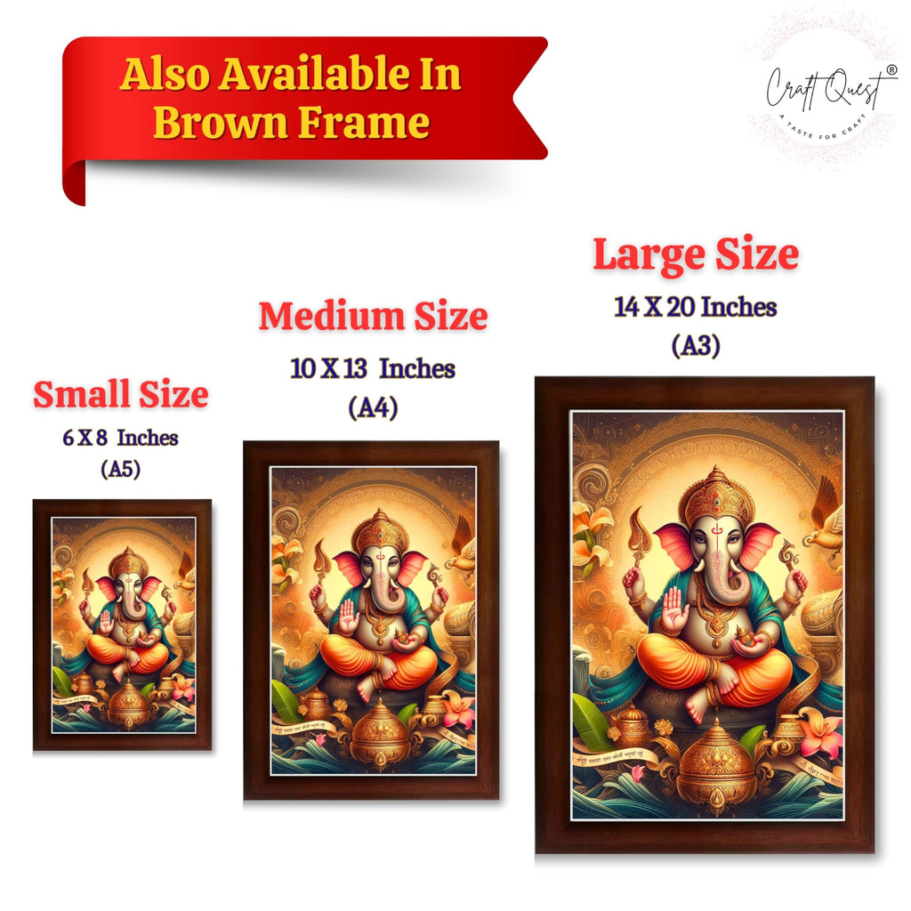 CRAFT QUEST Lord Ganesha Ganesh Ganpati Ganapathi Hanging Wall Painting Framed Home Decor