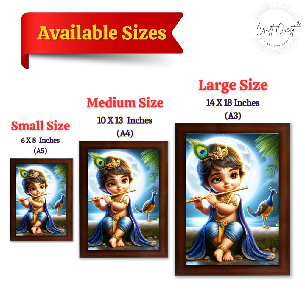 CRAFT QUEST Bal Gopal Painting | Mohan Murari Kanha Ji Poster | Walls Home Bedroom Living Room Decoration Gift.