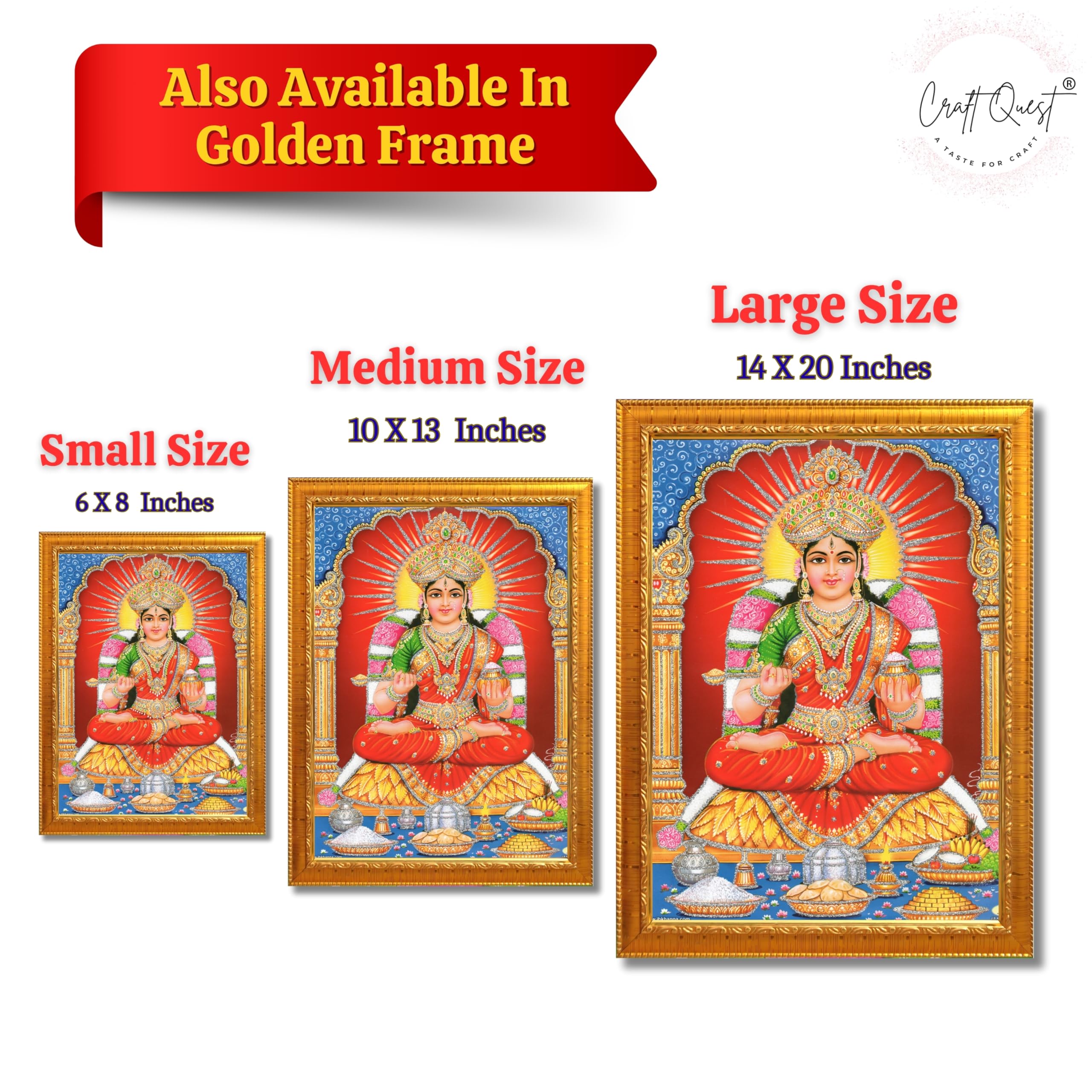 CRAFT QUEST Maa Annapurna devi sitting on throne photo frame with Acrylic glass for Kitchen Worship