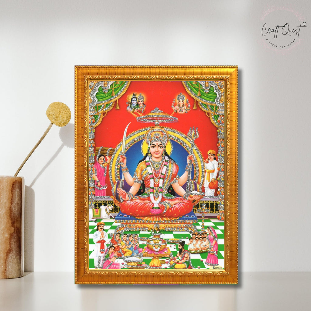 CRAFT QUEST Maa Santoshi Wooden Photo Frame With Acrylic Sheet For Worship/Pooja