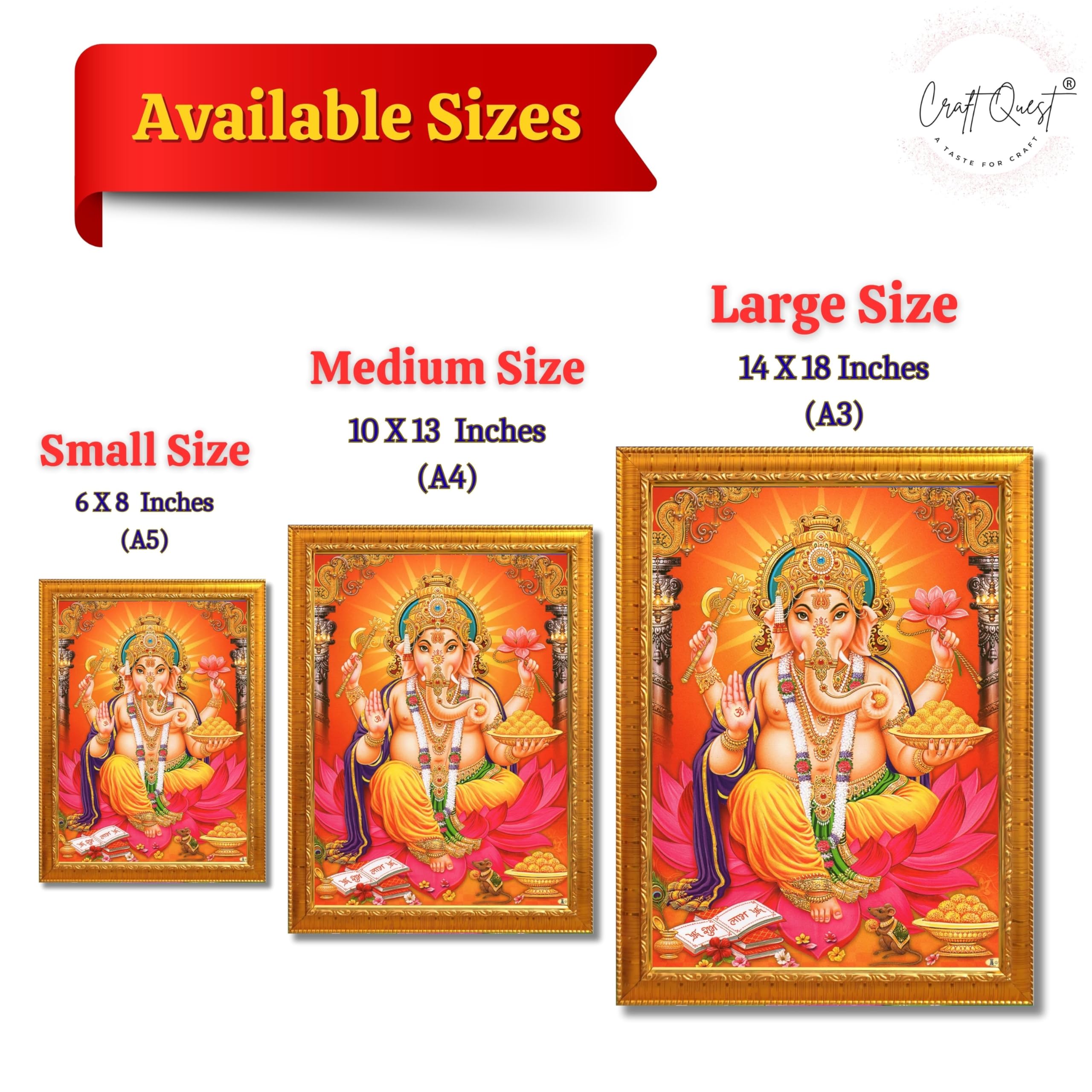 CRAFT QUEST Lord Ganpati Modern Wall Art Painting With Frame, Home and Office Decor Item