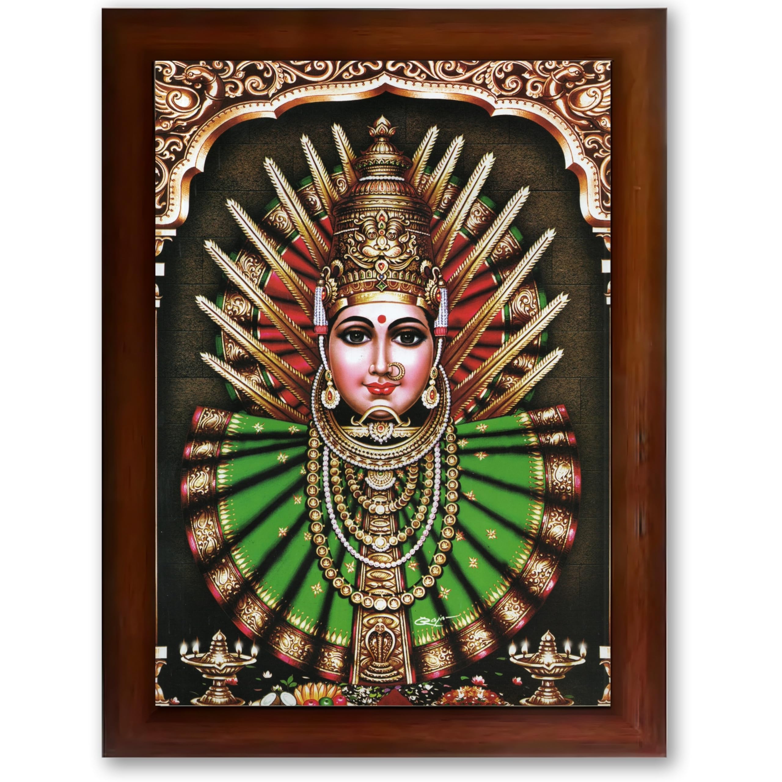 CRAFT QUEST Renuka Devi Yellamma Mata Ellamma Thalli Wall Photo Frame | South God Picture Frame for Home, Office, Temple & Gifting, Decor