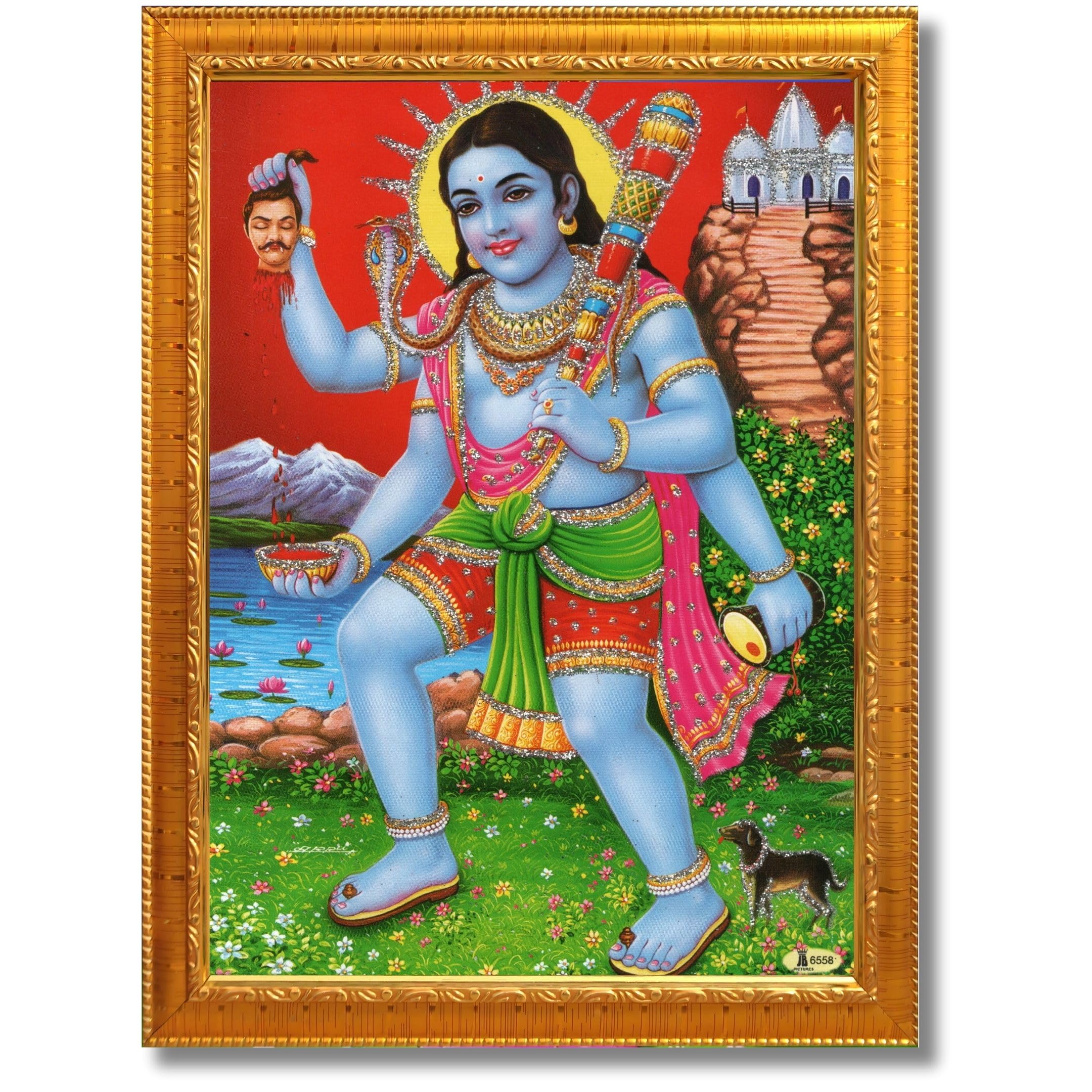 CRAFT QUEST Kaal Bhairav/Lord Bhairava/Bhairon Baba/Bhairavnath/Batuk Bhairav photo frame Religious Brown Photo Frame & Acrylic Sheet Glass