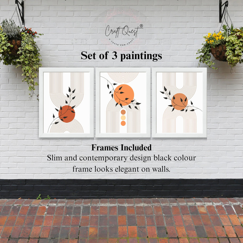 CRAFT QUEST Wall Art Decor Paintings | Set of 3 Abstract Wall Art Frames for Home Decoration | Ideal for Living Room, Bedroom & Office