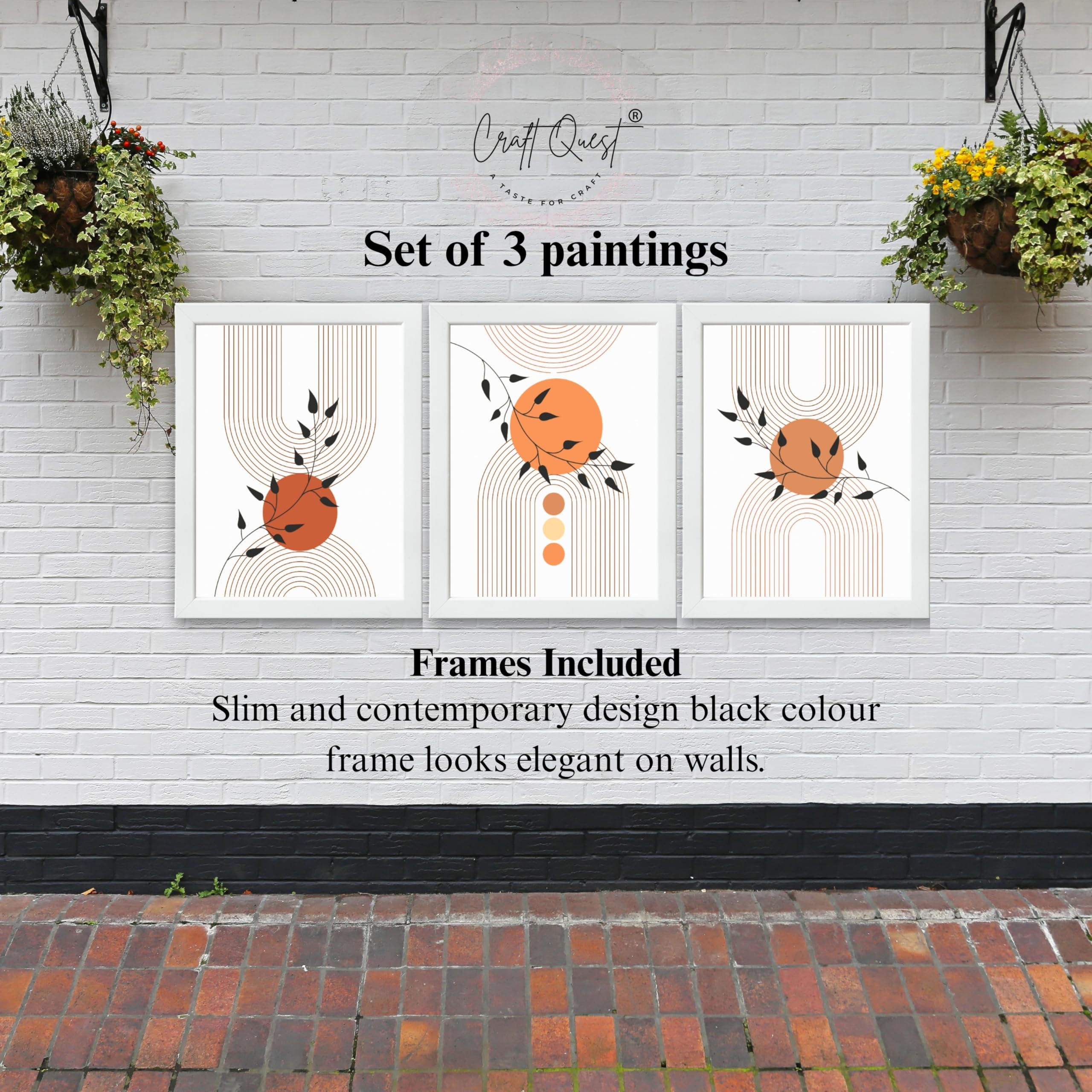 CRAFT QUEST Wall Art Decor Paintings | Set of 3 Abstract Wall Art Frames for Home Decoration | Ideal for Living Room, Bedroom & Office