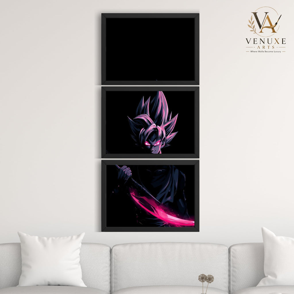 VENUXE ARTS Set Of 3 Anime Characters Wall Framed |Anime Characters Framed Poster for Living Room Bedroom Gaming Room Studio Wall Decor