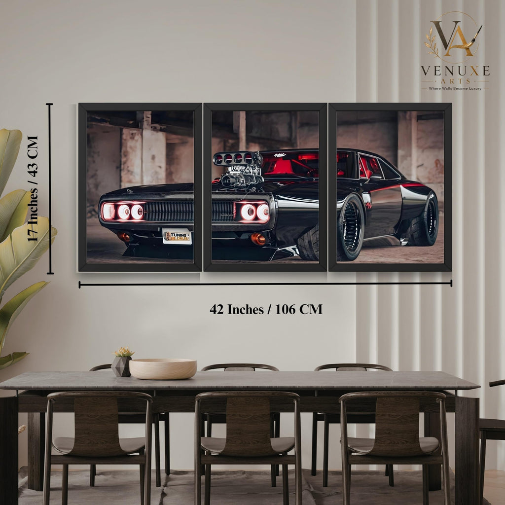 VENUXE ARTS Set Of 3 Big Sports Cars Framed Posters Gift Items for Boys Room Wall Decoration Bedroom Living Room Office Studio Décor | Car Poster Frame for Wall Décor