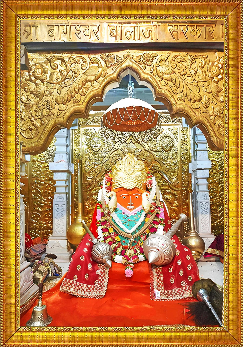 CRAFT QUEST Bageshwar Dham, Baba, Sarkar, (7 X 9 Inch, Golden) Photo Religious Frame With Acrylic Glass