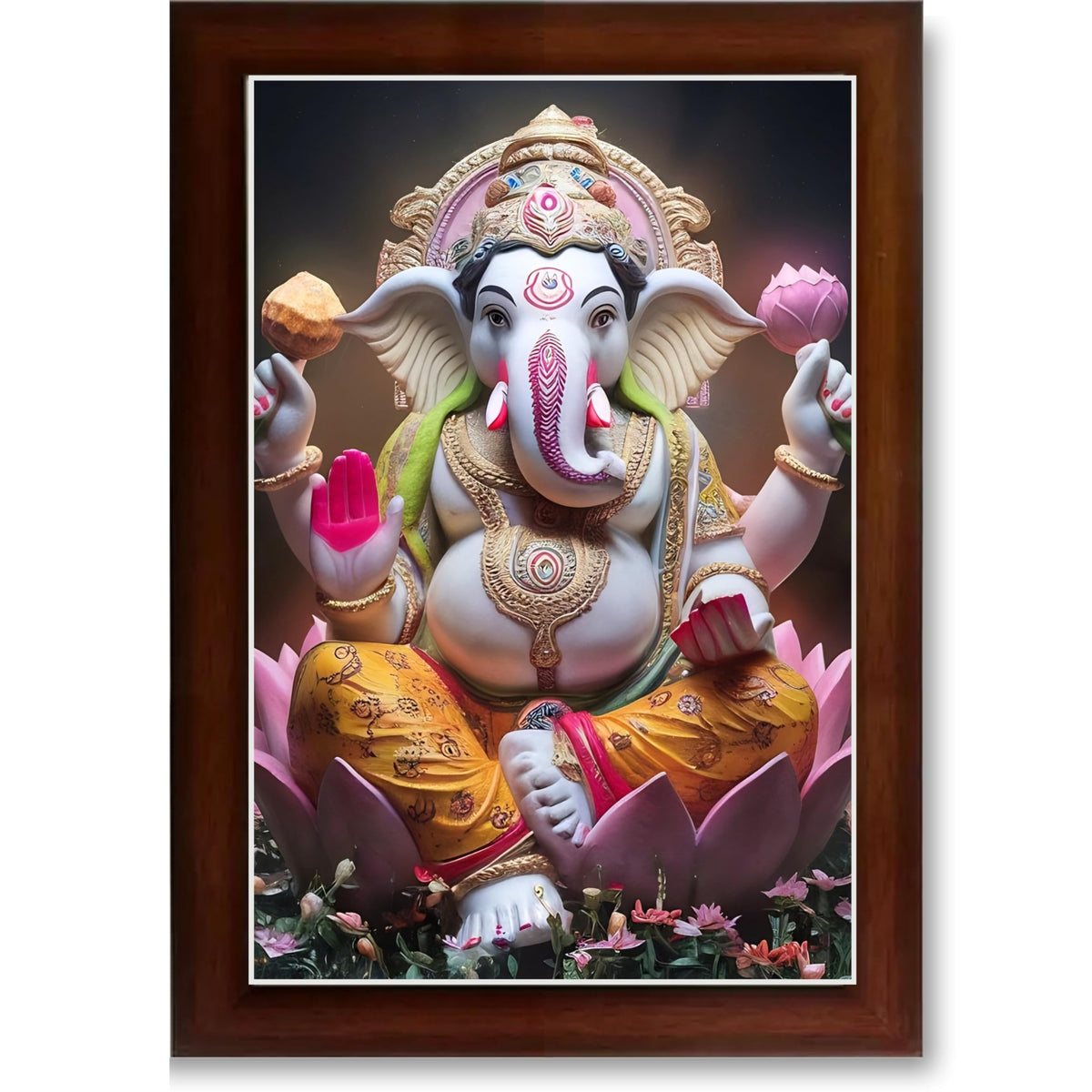 CRAFT QUEST Lord Ganesha Ganesh ji Art Framed Wall Painting With Frame For Home and Pooja,Office Décor Items