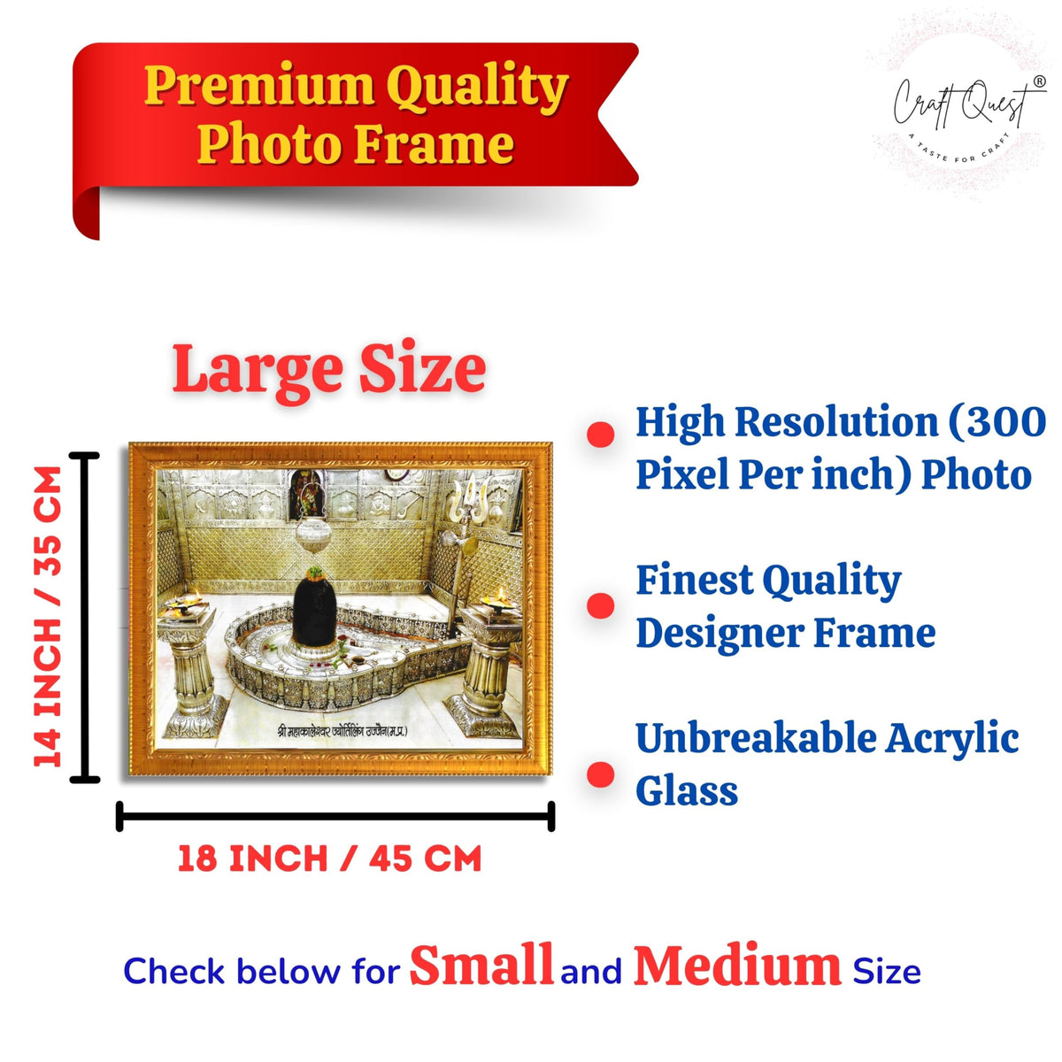 CRAFT QUEST Mahakaleshwar Shivling Photo Frame Mahadev Shiva Bholenath Mahakal Photo Frame, Religious Photo Frame