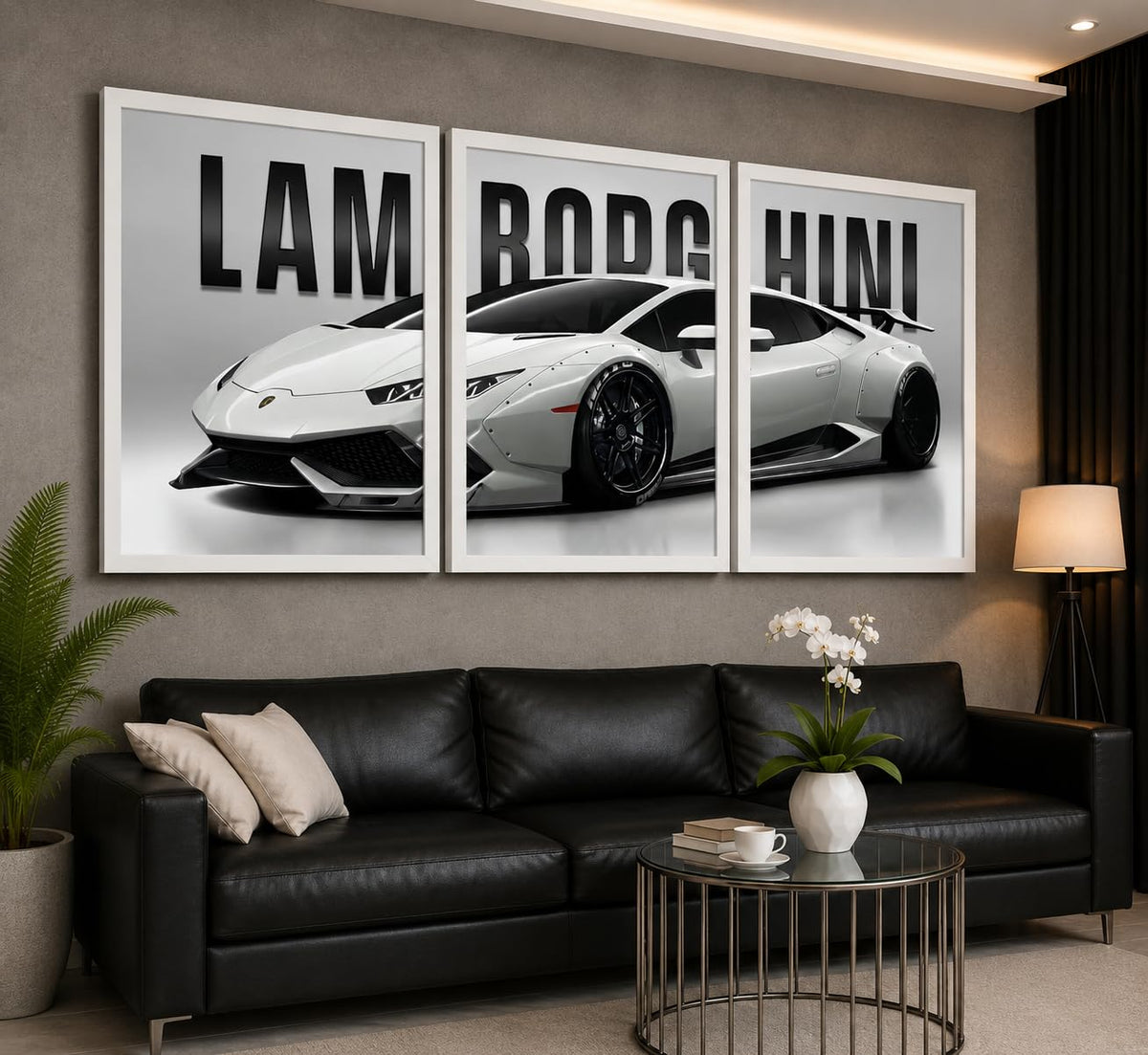 VENUXE ARTS Set Of 3 Big Sports Cars Framed Posters Gift Items for Boys Room Wall Decoration Bedroom Living Room Office Studio Décor | Car Poster Frame for Wall Décor