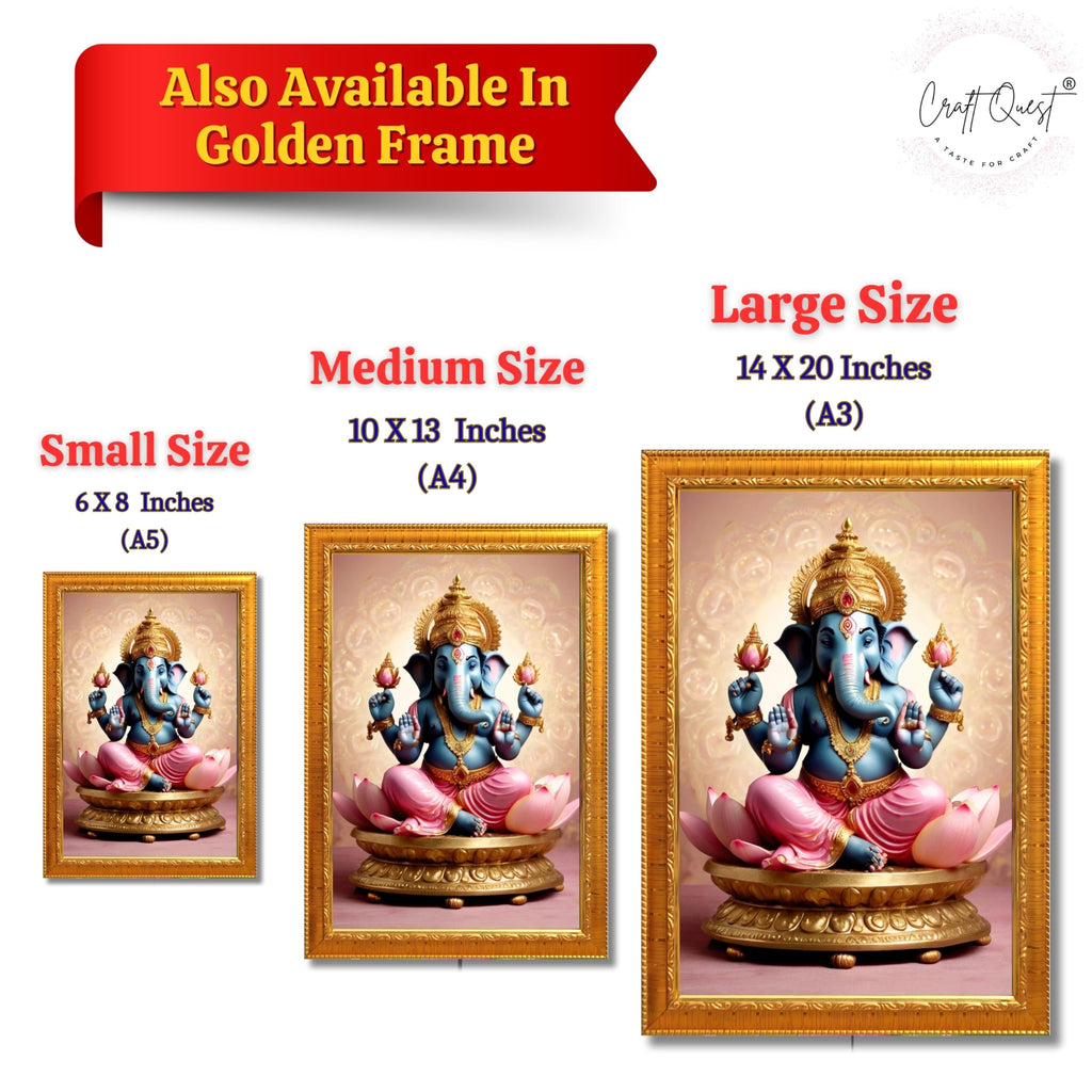 CRAFT QUEST God Ganesh Ganpati ji Ganesha Art Framed Painting Ready to Hang
