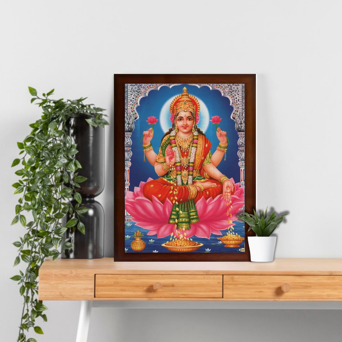 CRAFT QUEST Goddess Lakshmi Devi Wall Painting Frame Home Decor