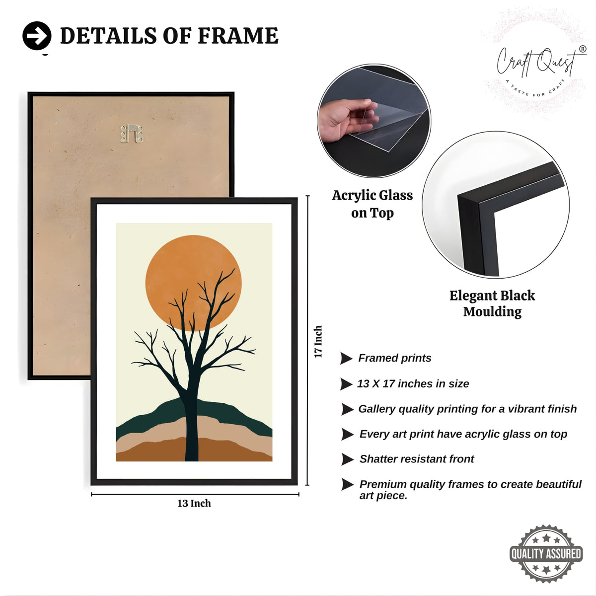 CRAFT QUEST SET OF 3 Modern Abstract Landscape Art | Set of 3 Frames for Home Decoration | Ideal for Living Room, Bedroom & Offices