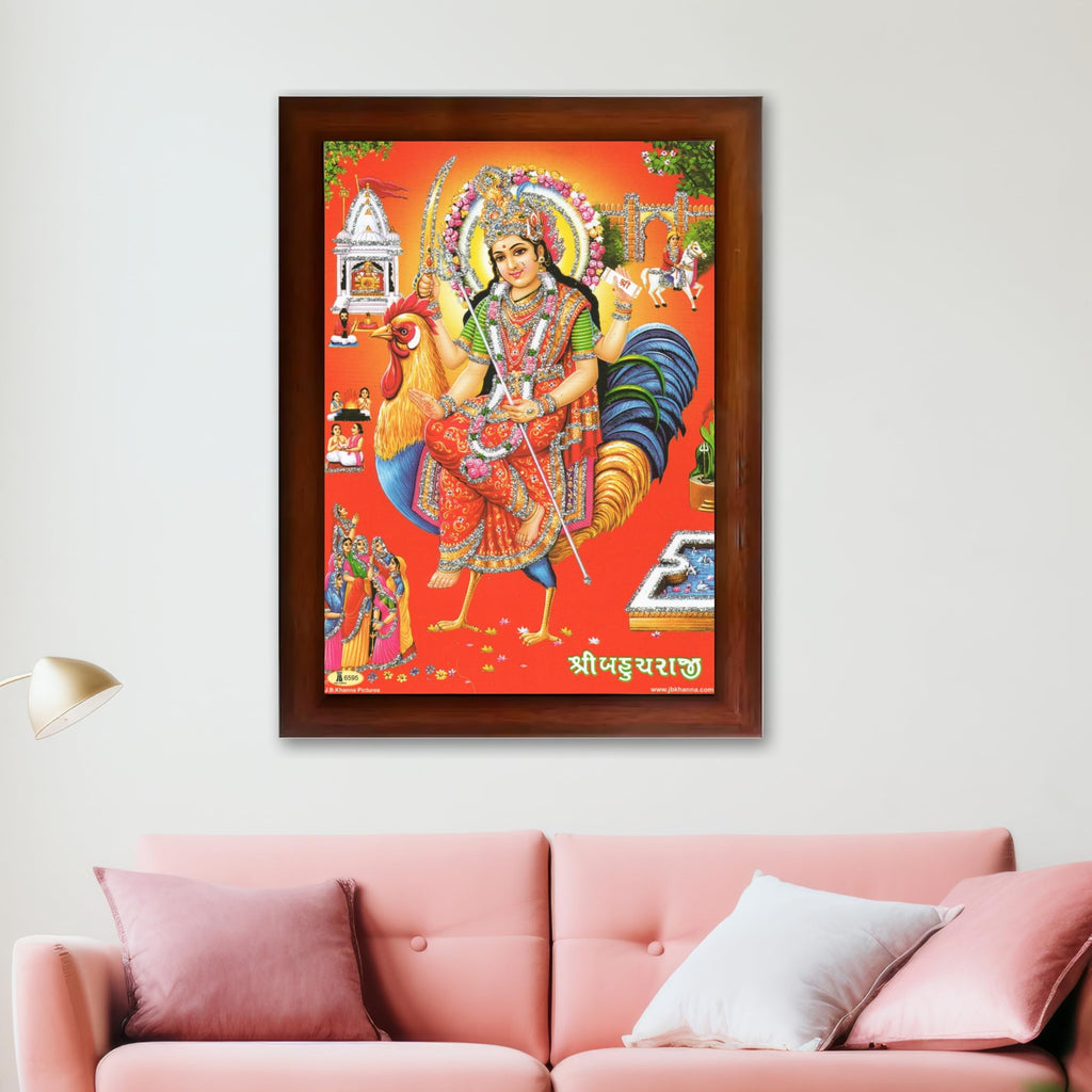 CRAFT QUEST Bahuchar Maa Mata Bahuchara Bahucharaji Wall Painting Framed Home Décor