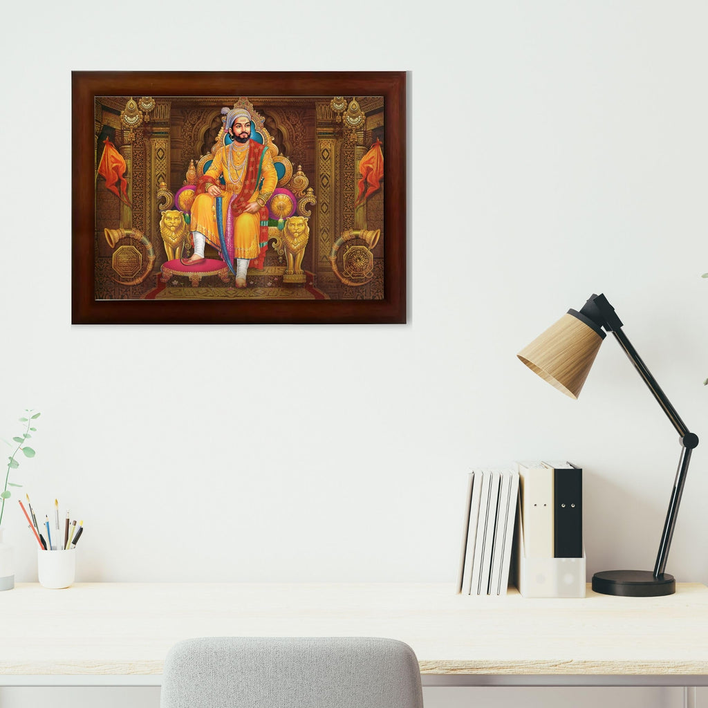 CRAFT QUEST Chhatrapati Shivaji Maharaj photo frame for Home Decorative items with synthetic frame
