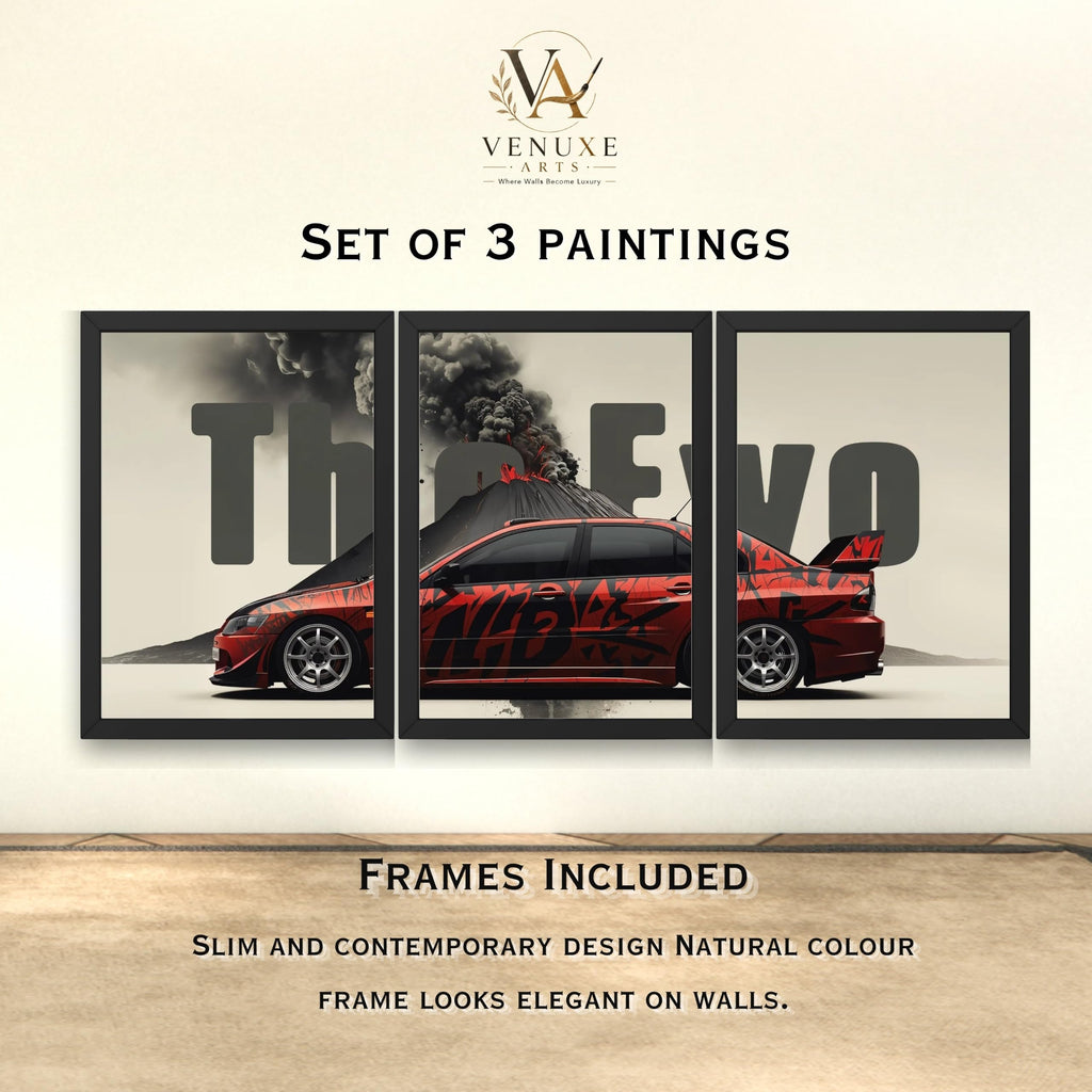 VENUXE ARTS Set Of 3 Big Sports Cars Framed Posters Gift Items for Boys Room Wall Decoration Bedroom Living Room Office Studio Décor | Car Poster Frame for Wall Décor