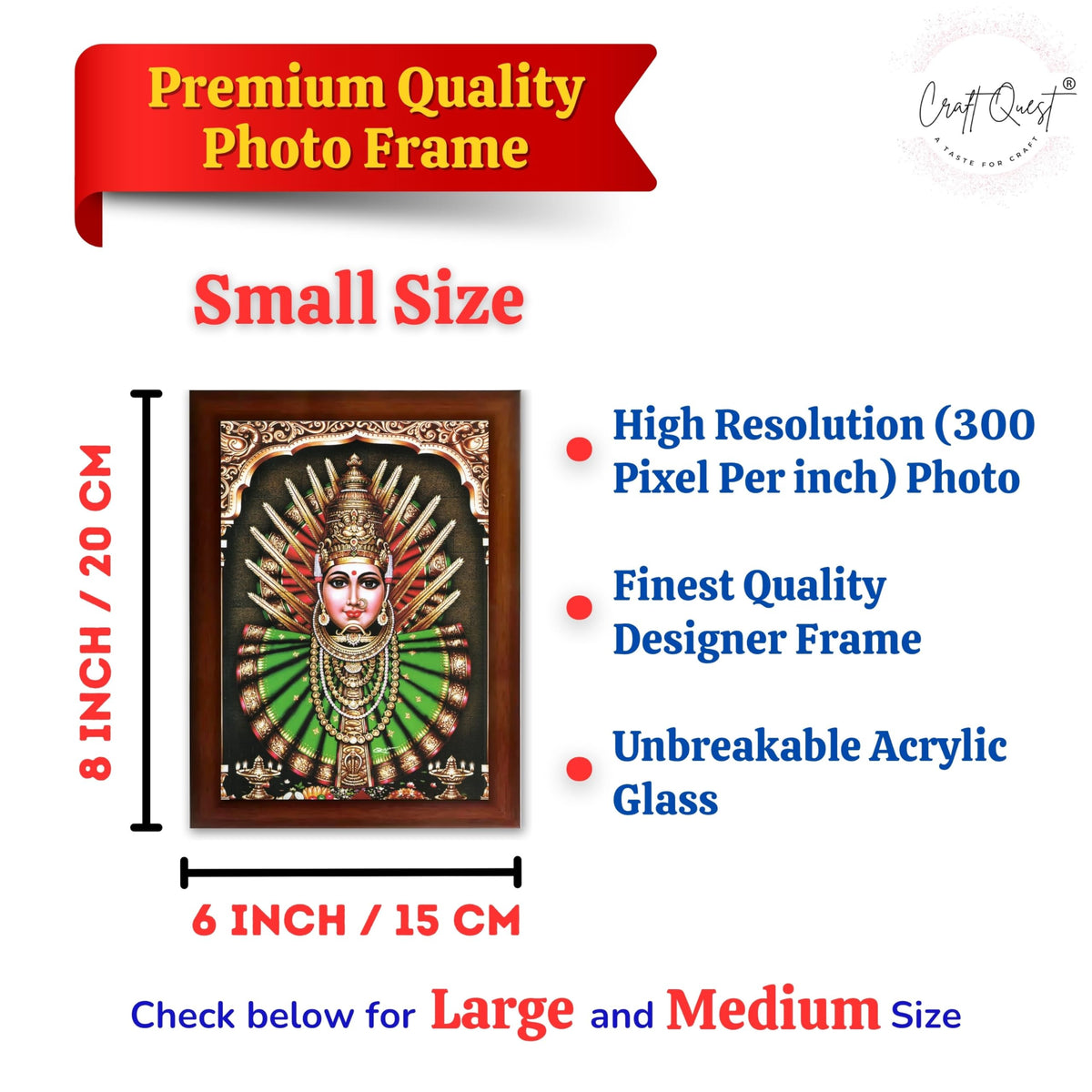 CRAFT QUEST Renuka Devi Yellamma Mata Ellamma Thalli Wall Photo Frame | South God Picture Frame for Home, Office, Temple & Gifting, Decor