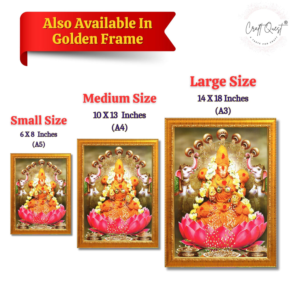 CRAFT QUEST Padmavati Devi Padmavathi Thayar Amman Wall Photo Framed | South God Picture Frame for Home, Office, Temple & Gifting, Decor