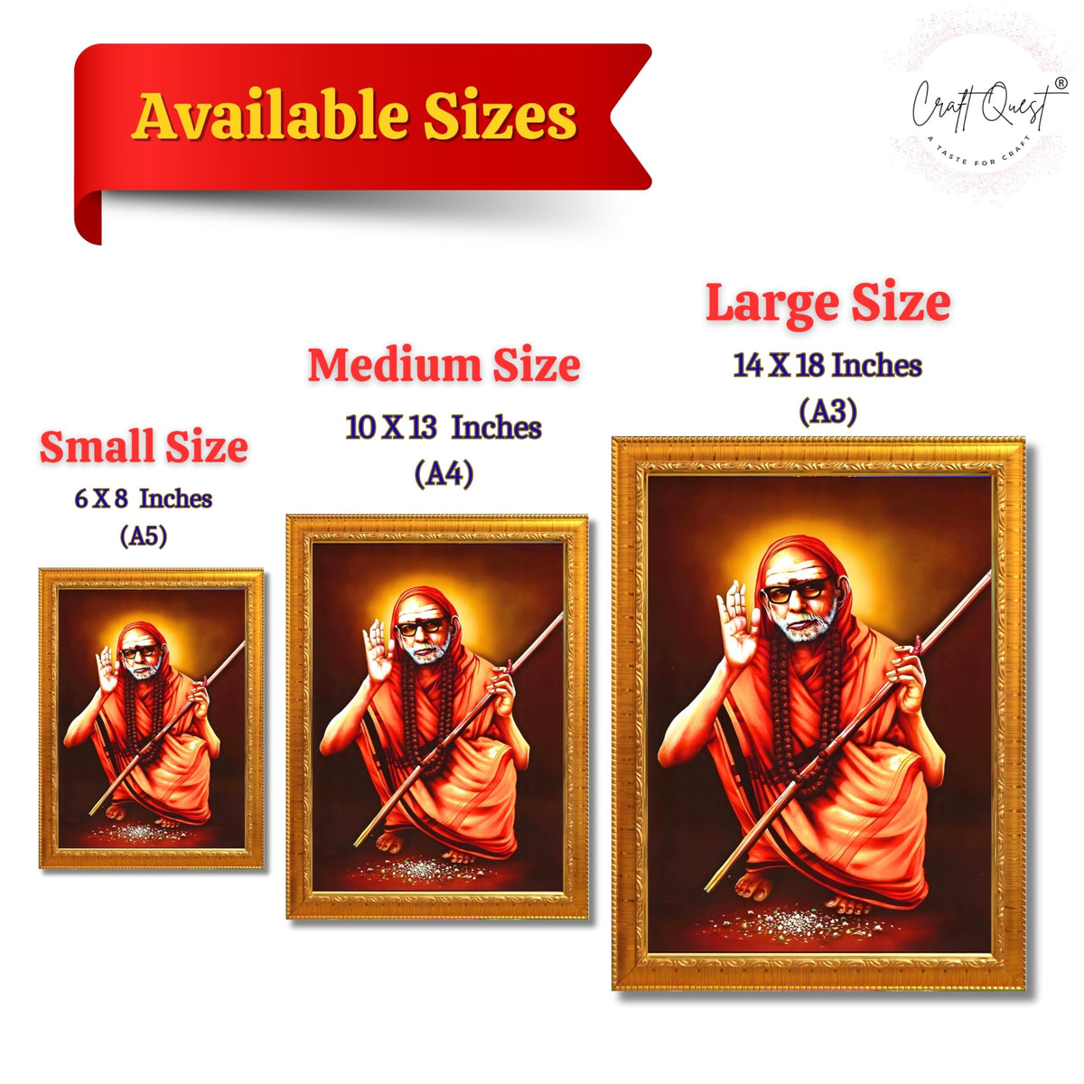 CRAFT QUEST Kanchi Maha Periyava Periyavar Periyar Kanji Wall Painting Framed|Home Décor
