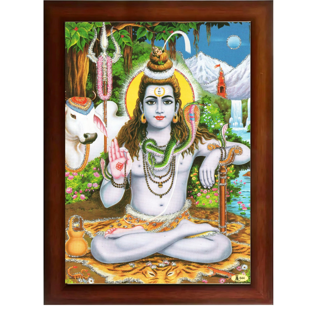 CRAFT QUEST Lord Shiva Wall Painting | Premium Framed Hindu God Wall Art | Spiritual Mahadev Poster for Living Room, Bedroom, Office, Meditation & Temple Décor |