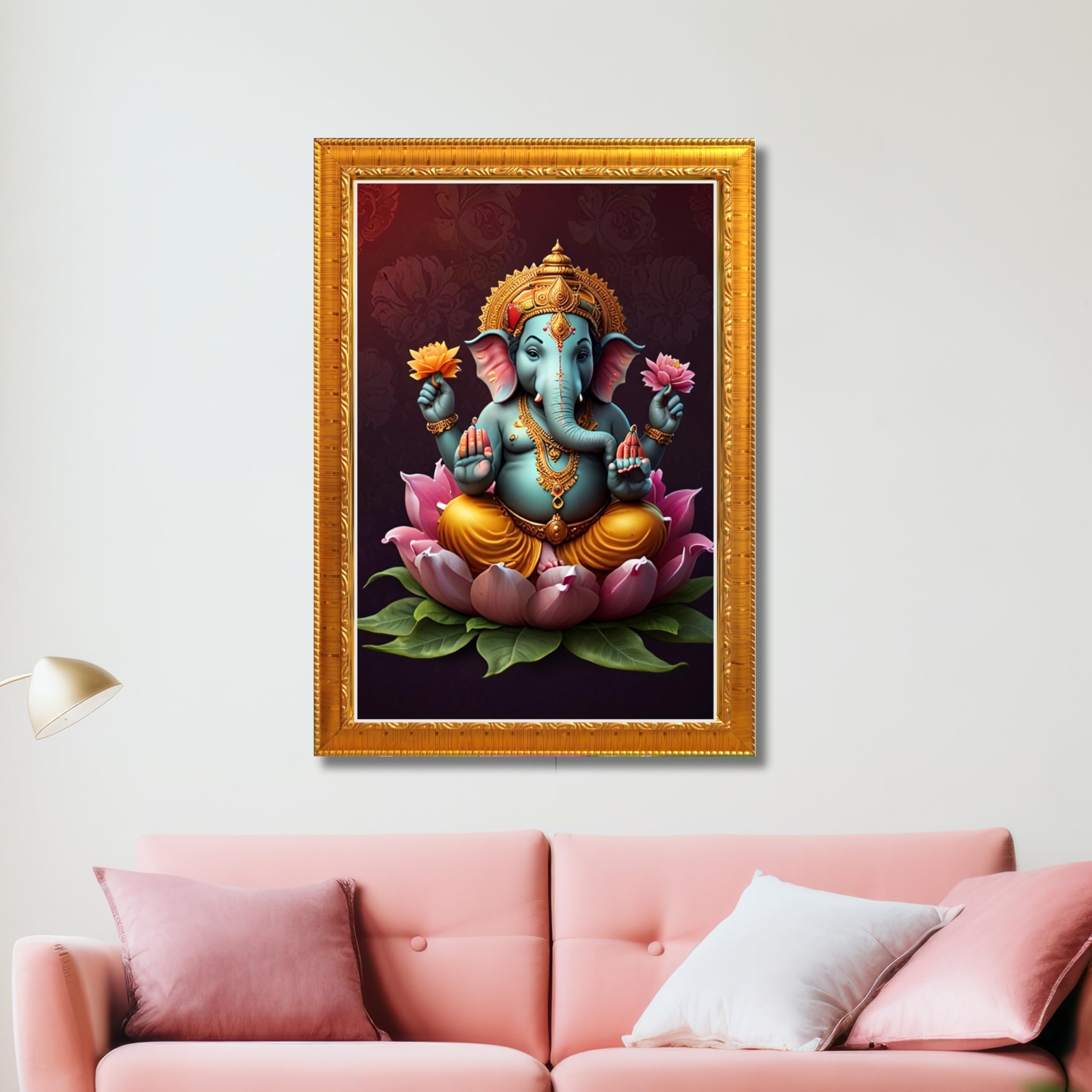 CRAFT QUEST Lord Ganpati ji Wall Hanging Frame for Living Room, Bedroom, Office & Pooja Room Décor GA-214