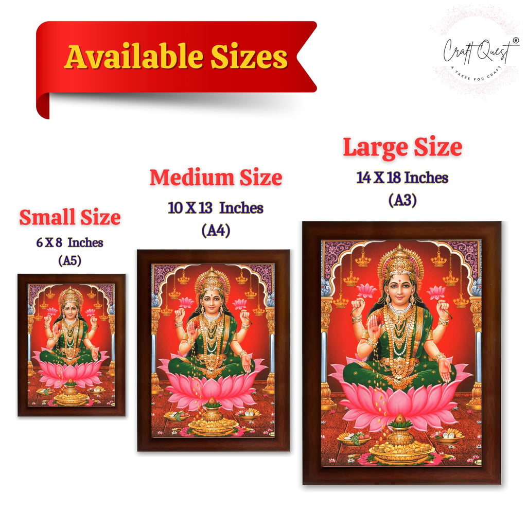 CRAFT QUEST Goddess Lakshmi Devi Dhana Vaibhav Laxmi Maa Wall Painting Framed Home Decor