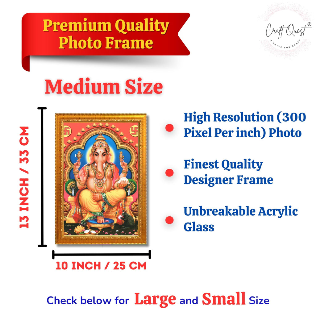 CRAFT QUEST Lord Ganpati Modern Wall Art Painting With Frame, Home and Office Decor