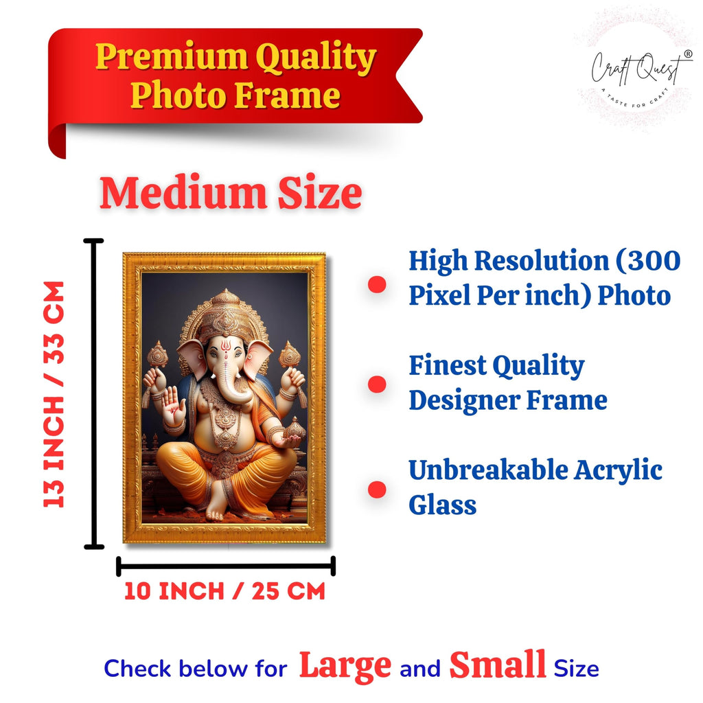CRAFT QUEST Lord Ganesha Ganpati Ganapathi Hanging Wall Painting Framed For Home Décor